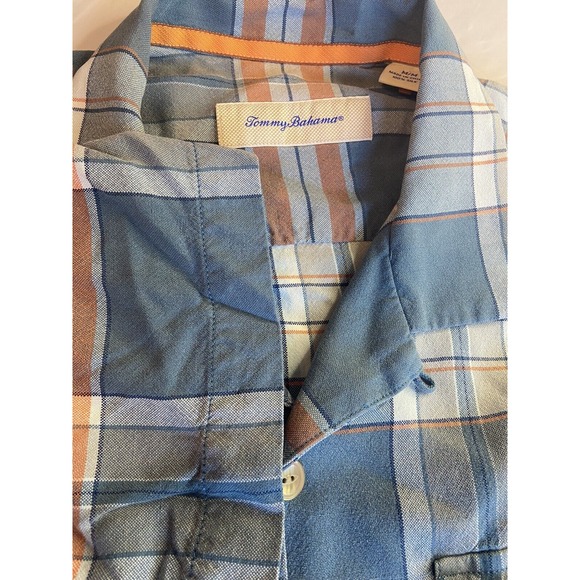 Men's‎ Tommy Bahama - 100% Silk- Plaid Button Down Short Sleeve Shirt- Size M - Picture 1 of 10